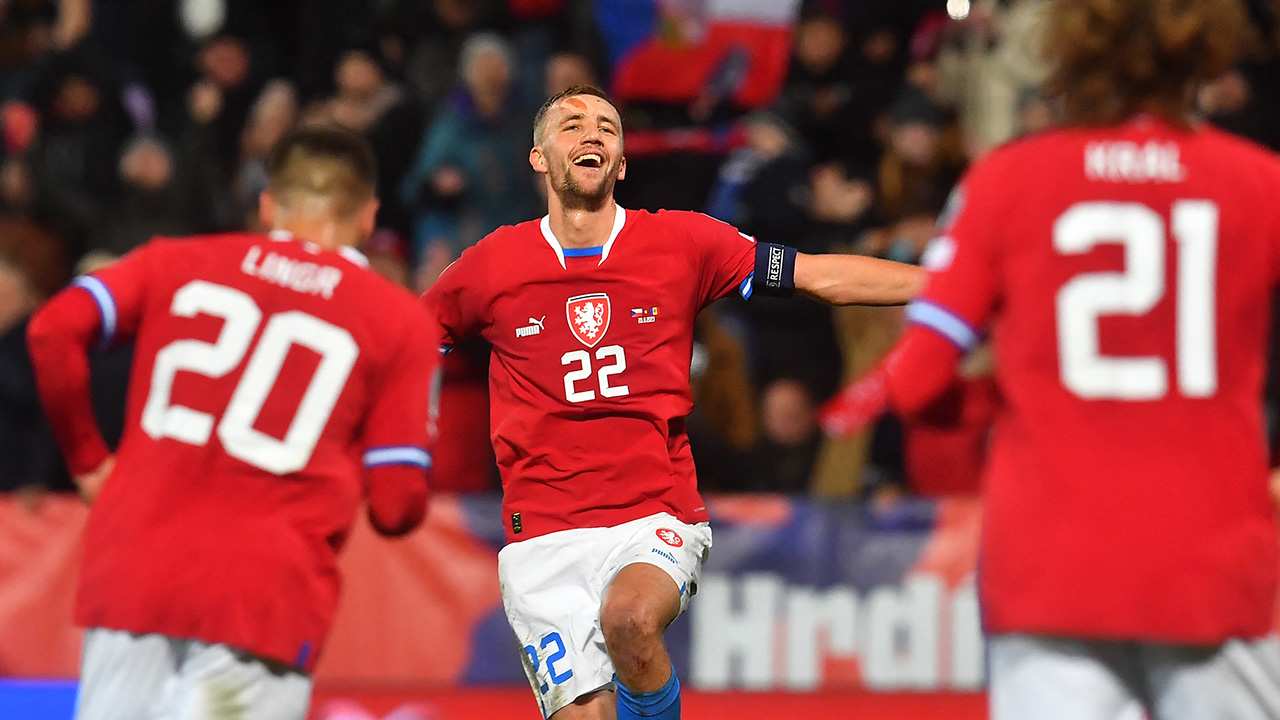 Soucek comemora gol pela República Tcheca