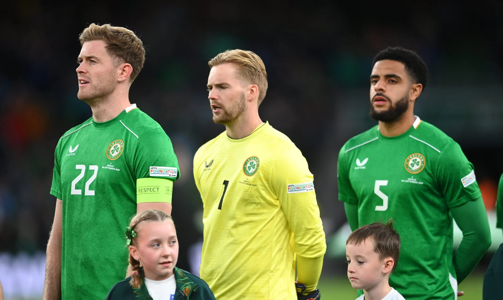 Jogadores da Irlanda em campo